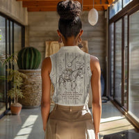 Zora Neale Hurston Women Sleeveless Polo Shirt Rustic Wood Engraved Style Illustration Joyful Portrait with Book and Map Donkey - Wonder Print Shop