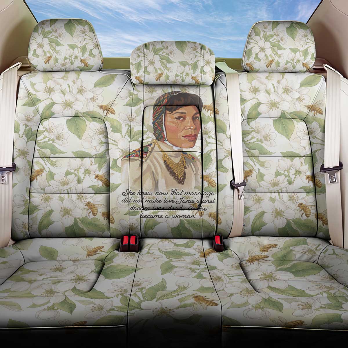 Zora Neale Hurston Back Car Seat Cover Floral Illustration Featuring Janie’s Dream from Their Eyes Were Watching God - Wonder Print Shop