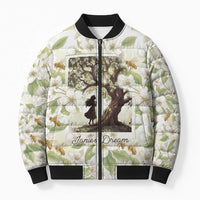 Zora Neale Hurston Bomber Puffer Jacket Floral Illustration Featuring Janie’s Dream from Their Eyes Were Watching God - Wonder Print Shop