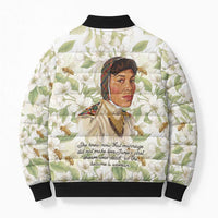 Zora Neale Hurston Bomber Puffer Jacket Floral Illustration Featuring Janie’s Dream from Their Eyes Were Watching God - Wonder Print Shop