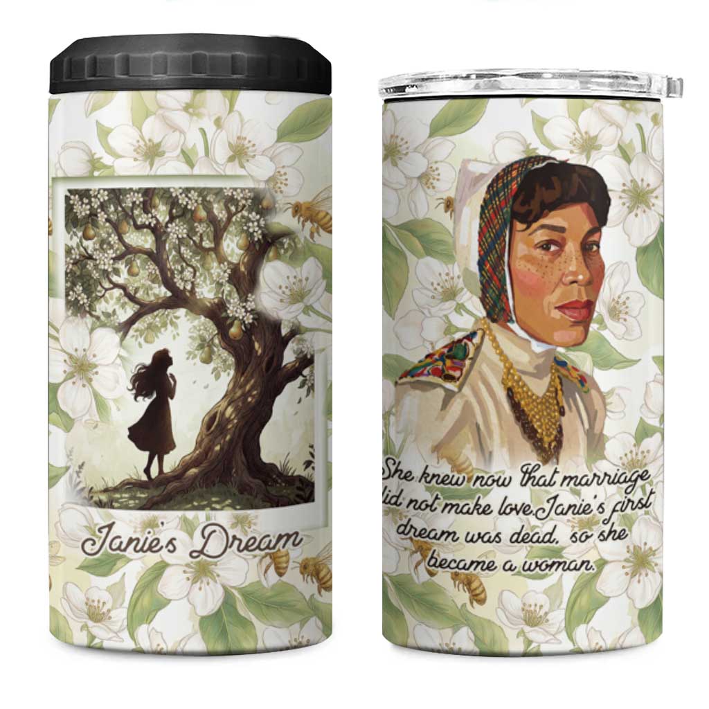 Zora Neale Hurston 4 in 1 Can Cooler Tumbler Floral Illustration Featuring Janie’s Dream from Their Eyes Were Watching God - Wonder Print Shop