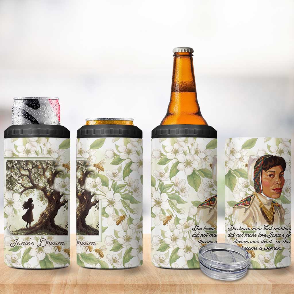 Zora Neale Hurston 4 in 1 Can Cooler Tumbler Floral Illustration Featuring Janie’s Dream from Their Eyes Were Watching God - Wonder Print Shop