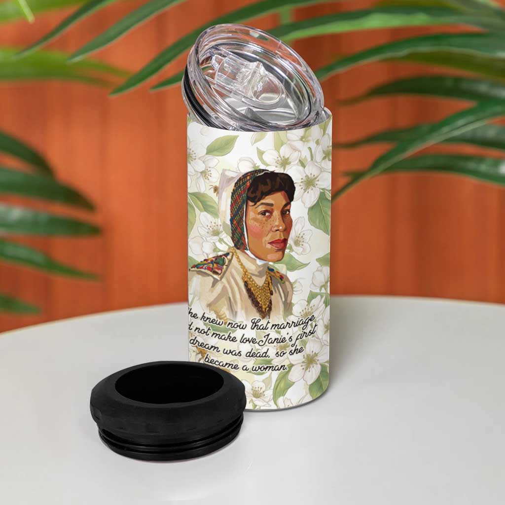 Zora Neale Hurston 4 in 1 Can Cooler Tumbler Floral Illustration Featuring Janie’s Dream from Their Eyes Were Watching God - Wonder Print Shop