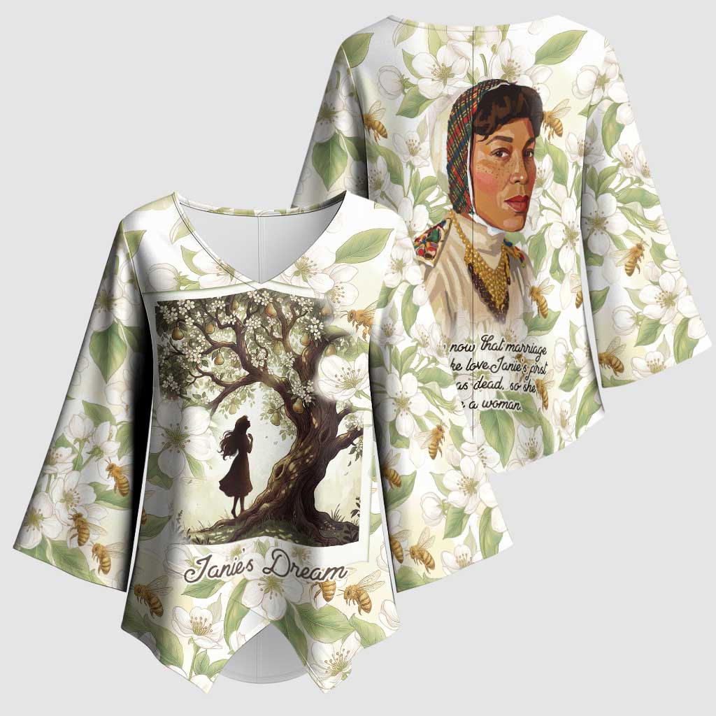 Zora Neale Hurston Kimono Sleeve Blouse Floral Illustration Featuring Janie’s Dream from Their Eyes Were Watching God - Wonder Print Shop