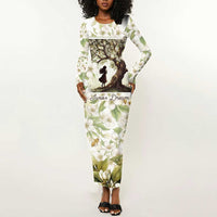 Zora Neale Hurston Long Sleeve Bodycon Dress Floral Illustration Featuring Janie’s Dream from Their Eyes Were Watching God - Wonder Print Shop