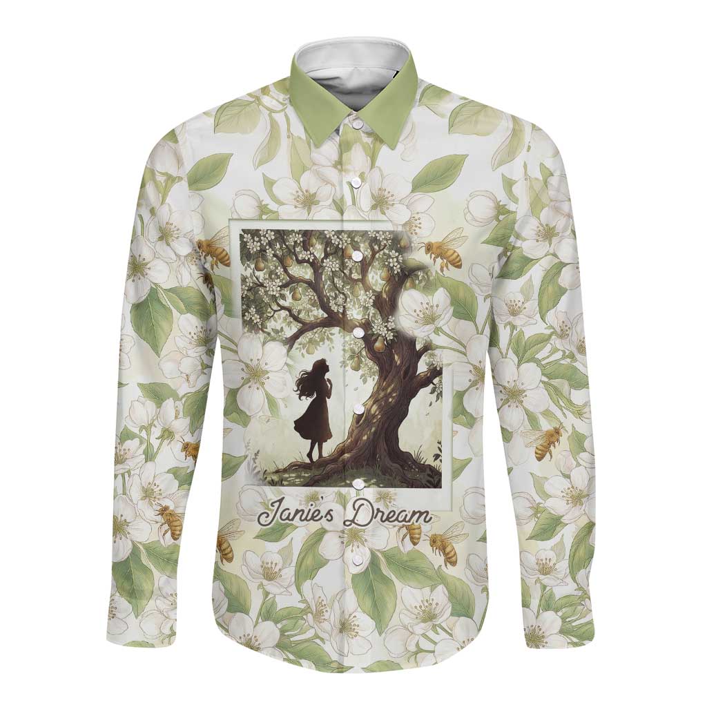Zora Neale Hurston Long Sleeve Button Shirt Floral Illustration Featuring Janie’s Dream from Their Eyes Were Watching God - Wonder Print Shop