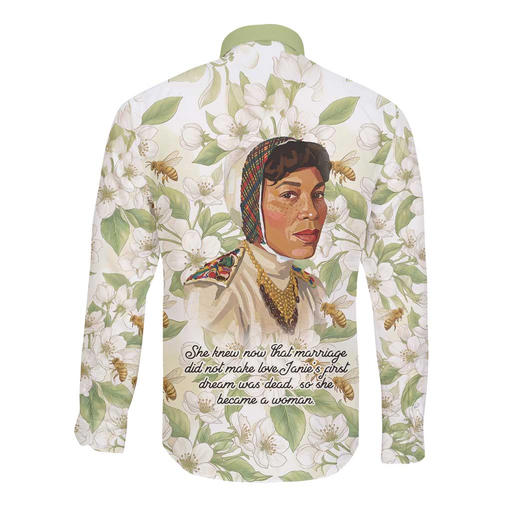 Zora Neale Hurston Long Sleeve Button Shirt Floral Illustration Featuring Janie’s Dream from Their Eyes Were Watching God - Wonder Print Shop