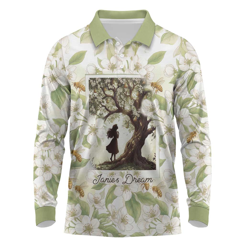 Zora Neale Hurston Long Sleeve Polo Shirt Floral Illustration Featuring Janie’s Dream from Their Eyes Were Watching God - Wonder Print Shop