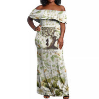 Zora Neale Hurston Off Shoulder Maxi Dress Floral Illustration Featuring Janie’s Dream from Their Eyes Were Watching God - Wonder Print Shop