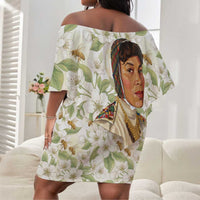 Zora Neale Hurston Off Shoulder Short Dress Floral Illustration Featuring Janie’s Dream from Their Eyes Were Watching God - Wonder Print Shop
