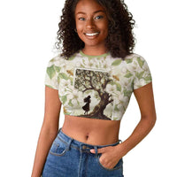 Zora Neale Hurston Raglan Cropped T shirt Floral Illustration Featuring Janie’s Dream from Their Eyes Were Watching God - Wonder Print Shop