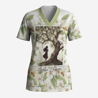 Zora Neale Hurston Scrub Top Floral Illustration Featuring Janie’s Dream from Their Eyes Were Watching God - Wonder Print Shop