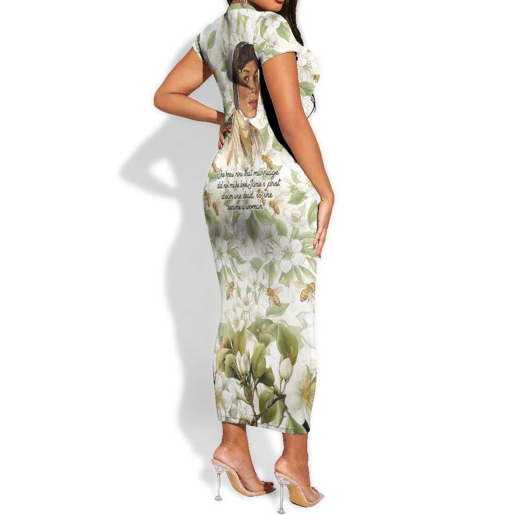 Zora Neale Hurston Short Sleeve Bodycon Dress Floral Illustration Featuring Janie’s Dream from Their Eyes Were Watching God - Wonder Print Shop