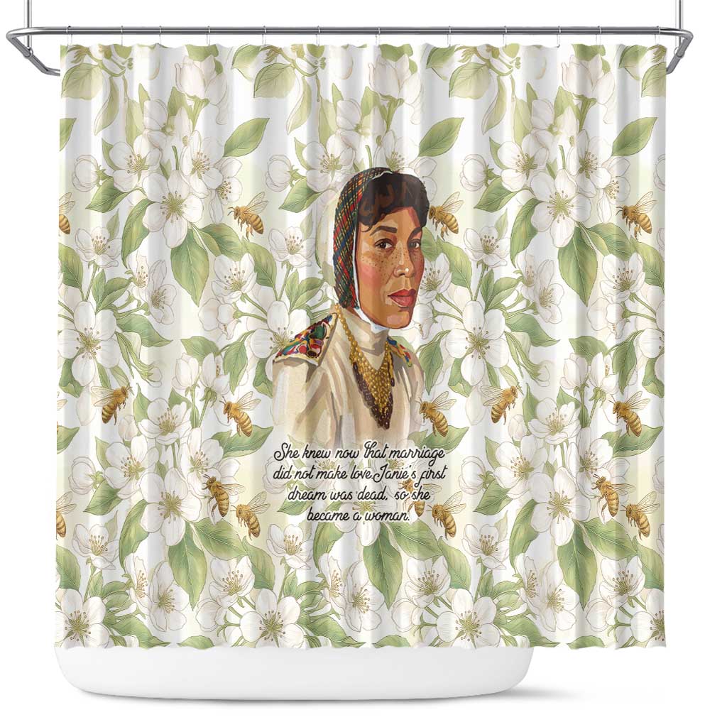 Zora Neale Hurston Shower Curtain Floral Illustration Featuring Janie’s Dream from Their Eyes Were Watching God - Wonder Print Shop