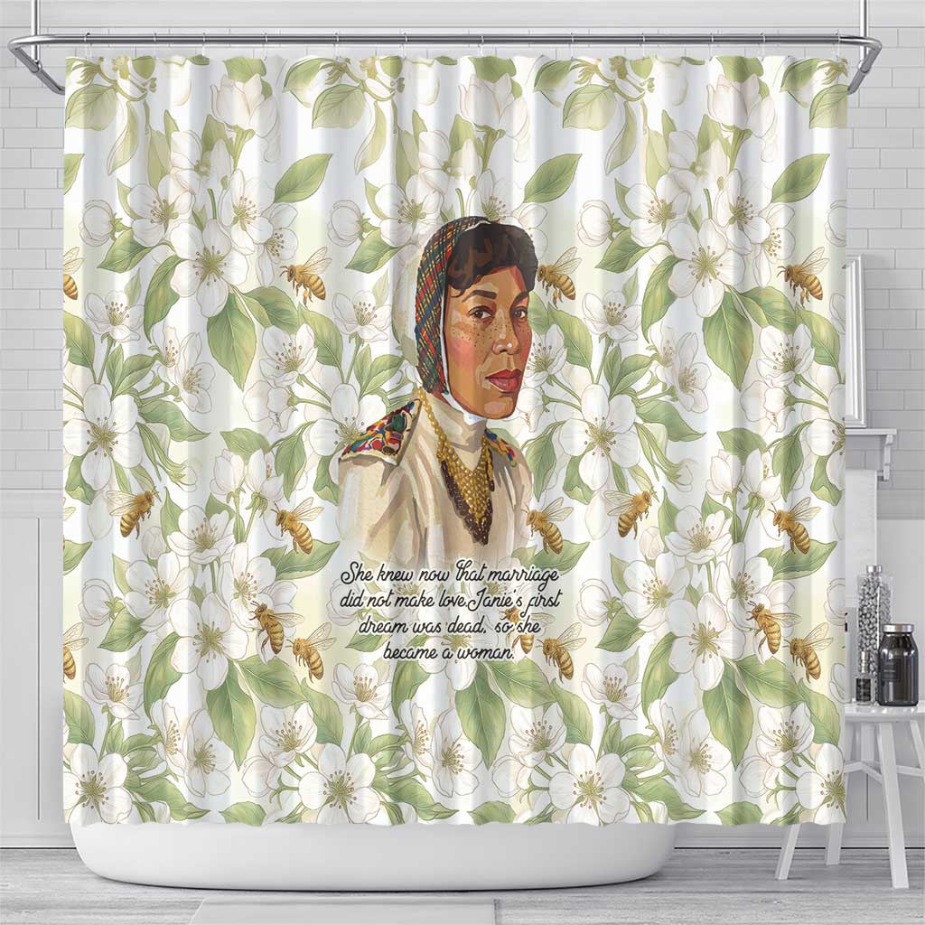 Zora Neale Hurston Shower Curtain Floral Illustration Featuring Janie’s Dream from Their Eyes Were Watching God - Wonder Print Shop