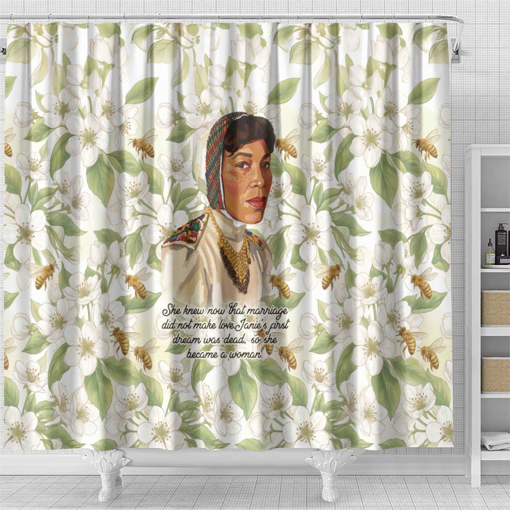Zora Neale Hurston Shower Curtain Floral Illustration Featuring Janie’s Dream from Their Eyes Were Watching God - Wonder Print Shop