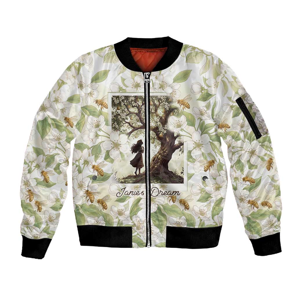 Zora Neale Hurston Sleeve Zip Bomber Jacket Floral Illustration Featuring Janie’s Dream from Their Eyes Were Watching God - Wonder Print Shop