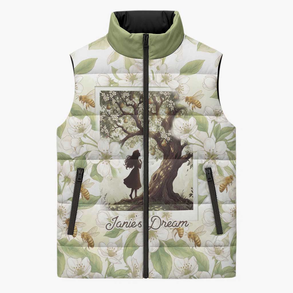 Zora Neale Hurston Sleeveless Puffer Jacket Floral Illustration Featuring Janie’s Dream from Their Eyes Were Watching God - Wonder Print Shop