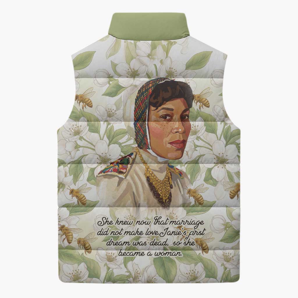 Zora Neale Hurston Sleeveless Puffer Jacket Floral Illustration Featuring Janie’s Dream from Their Eyes Were Watching God - Wonder Print Shop