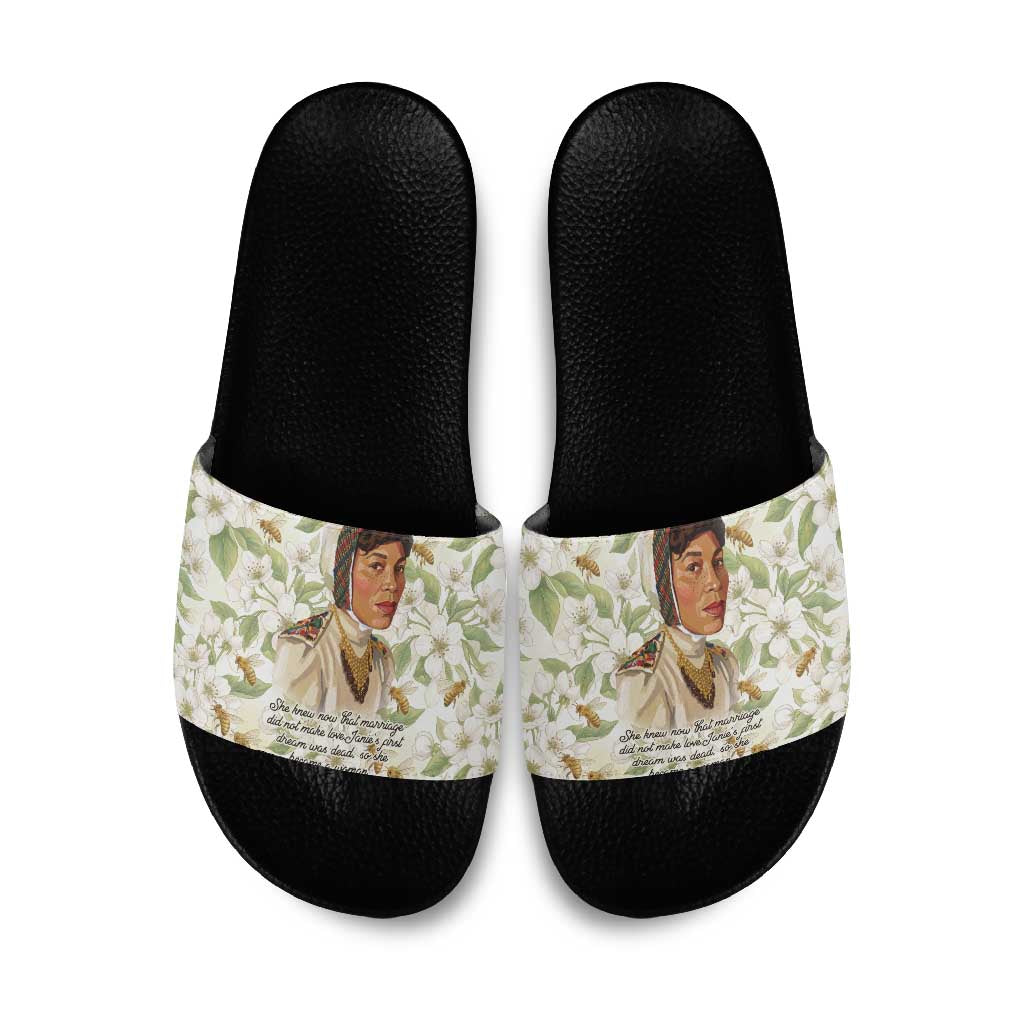 Zora Neale Hurston Slide Sandals Floral Illustration Featuring Janie’s Dream from Their Eyes Were Watching God - Wonder Print Shop