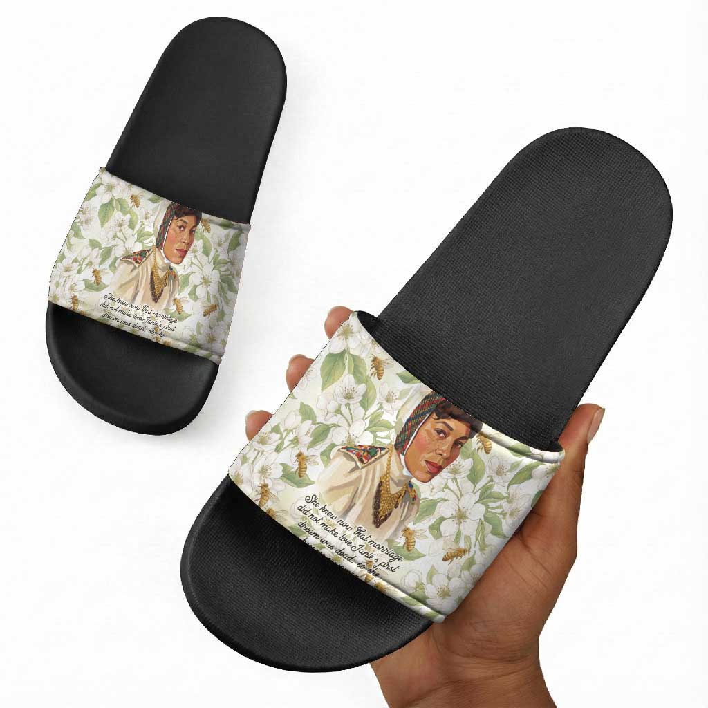 Zora Neale Hurston Slide Sandals Floral Illustration Featuring Janie’s Dream from Their Eyes Were Watching God - Wonder Print Shop