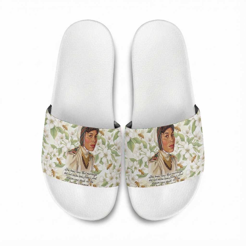 Zora Neale Hurston Slide Sandals Floral Illustration Featuring Janie’s Dream from Their Eyes Were Watching God - Wonder Print Shop