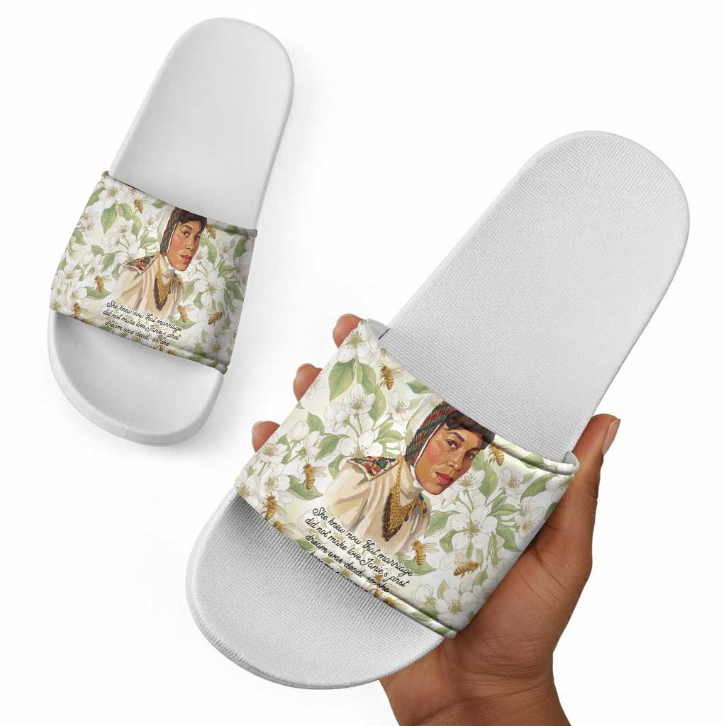 Zora Neale Hurston Slide Sandals Floral Illustration Featuring Janie’s Dream from Their Eyes Were Watching God - Wonder Print Shop