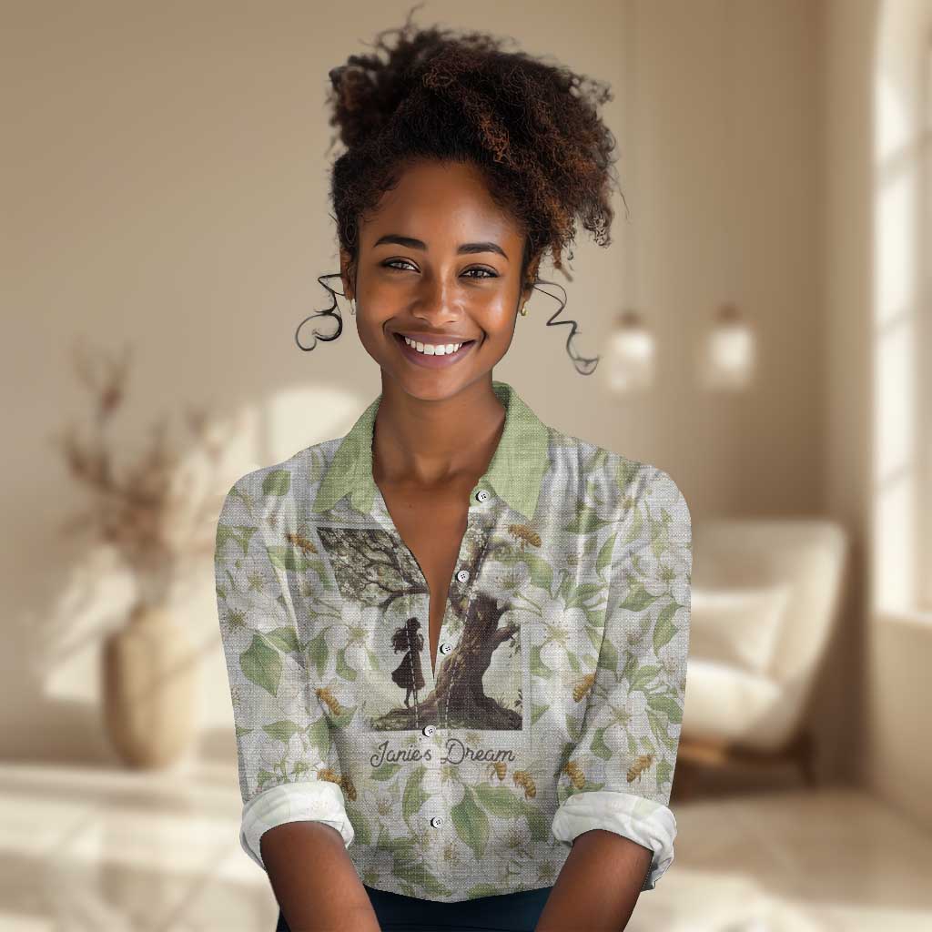 Zora Neale Hurston Women Casual Shirt Floral Illustration Featuring Janie’s Dream from Their Eyes Were Watching God - Wonder Print Shop
