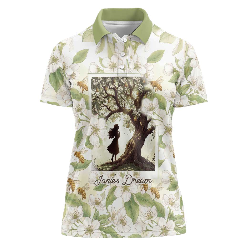 Zora Neale Hurston Women Polo Shirt Floral Illustration Featuring Janie’s Dream from Their Eyes Were Watching God - Wonder Print Shop