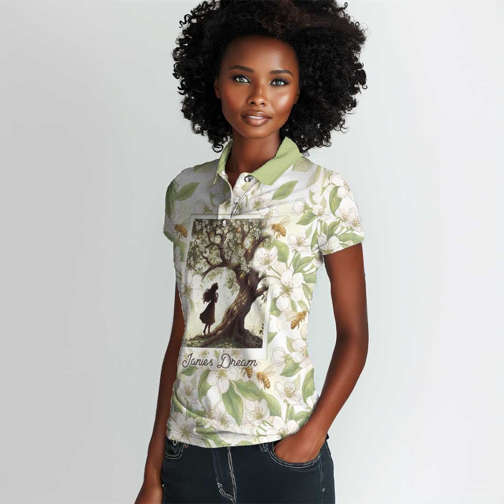 Zora Neale Hurston Women Polo Shirt Floral Illustration Featuring Janie’s Dream from Their Eyes Were Watching God - Wonder Print Shop