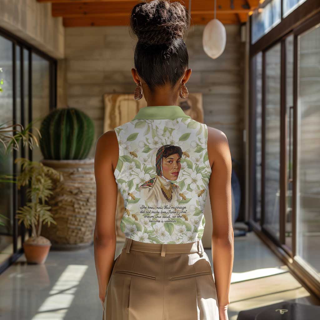 Zora Neale Hurston Women Sleeveless Polo Shirt Floral Illustration Featuring Janie’s Dream from Their Eyes Were Watching God - Wonder Print Shop