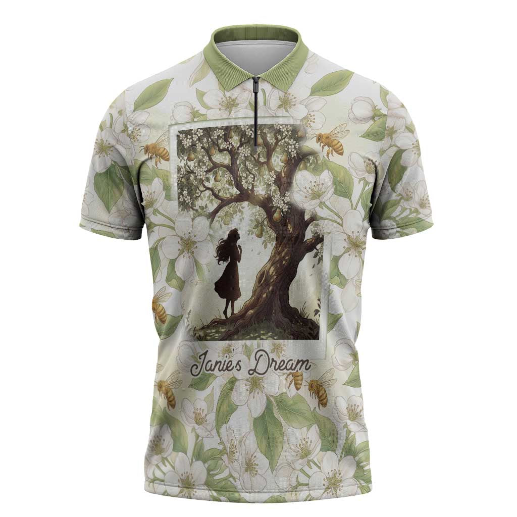 Zora Neale Hurston Zipper Polo Shirt Floral Illustration Featuring Janie’s Dream from Their Eyes Were Watching God - Wonder Print Shop