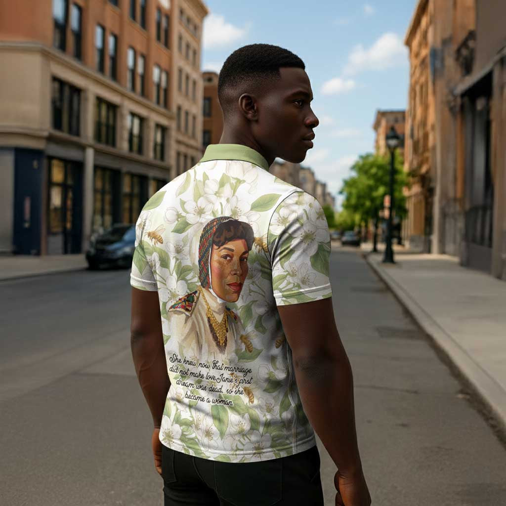 Zora Neale Hurston Zipper Polo Shirt Floral Illustration Featuring Janie’s Dream from Their Eyes Were Watching God - Wonder Print Shop