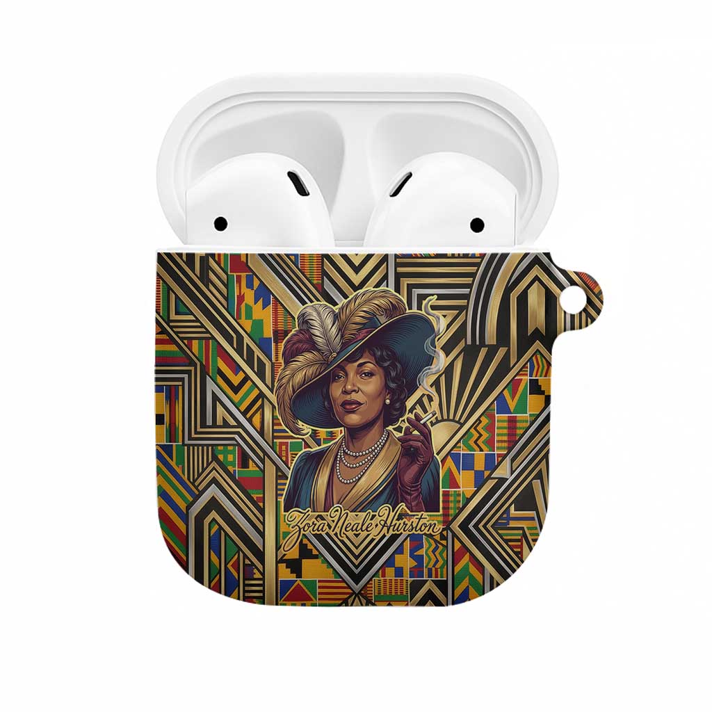 Zora Neale Hurston AirPods Case Bold Kente and Art Deco Pattern - I Am Not Tragically Colored - Wonder Print Shop