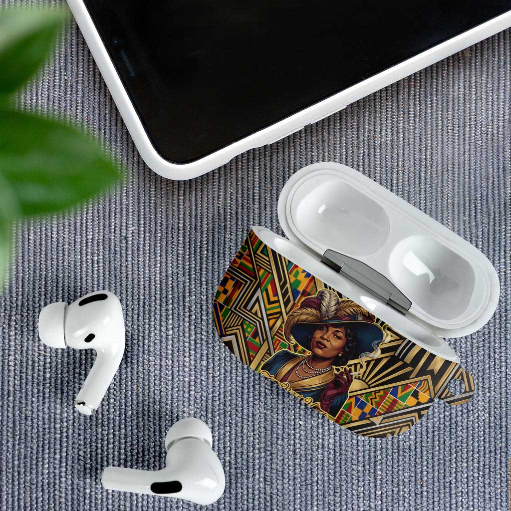 Zora Neale Hurston AirPods Case Bold Kente and Art Deco Pattern - I Am Not Tragically Colored - Wonder Print Shop