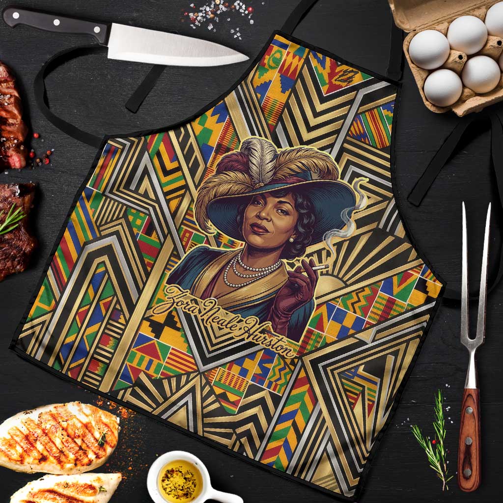 Zora Neale Hurston Apron Bold Kente and Art Deco Pattern - I Am Not Tragically Colored - Wonder Print Shop