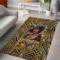 Zora Neale Hurston Area Rug Bold Kente and Art Deco Pattern - I Am Not Tragically Colored - Wonder Print Shop