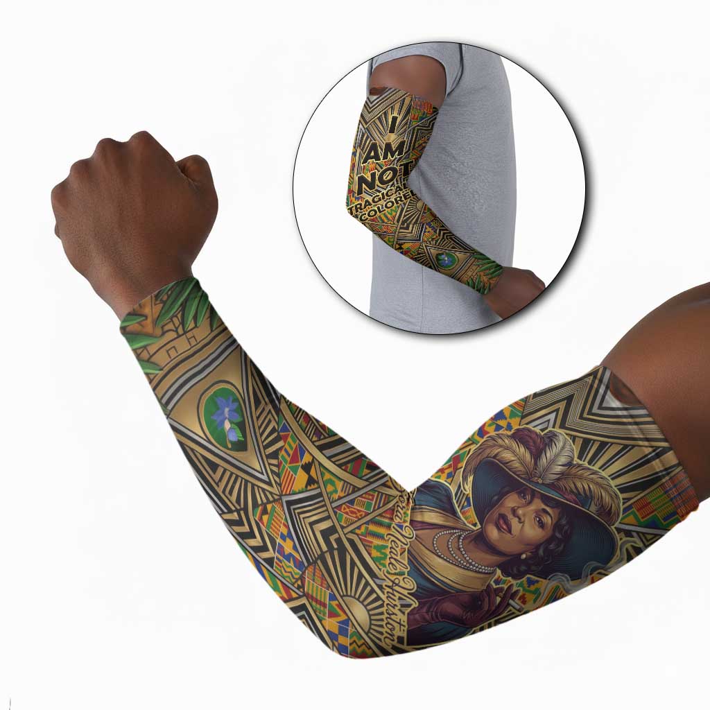 Zora Neale Hurston Arm Sleeves Bold Kente and Art Deco Pattern - I Am Not Tragically Colored - Wonder Print Shop