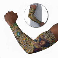 Zora Neale Hurston Arm Sleeves Bold Kente and Art Deco Pattern - I Am Not Tragically Colored - Wonder Print Shop