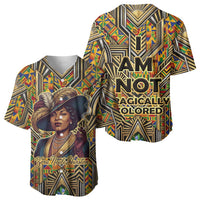 Zora Neale Hurston Baseball Jersey Bold Kente and Art Deco Pattern - I Am Not Tragically Colored - Wonder Print Shop