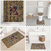 Zora Neale Hurston Bathroom Set Bold Kente and Art Deco Pattern - I Am Not Tragically Colored - Wonder Print Shop