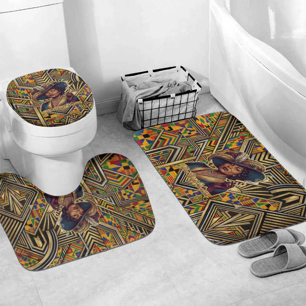 Zora Neale Hurston Bathroom Set Bold Kente and Art Deco Pattern - I Am Not Tragically Colored - Wonder Print Shop