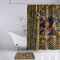 Zora Neale Hurston Bathroom Set Bold Kente and Art Deco Pattern - I Am Not Tragically Colored - Wonder Print Shop