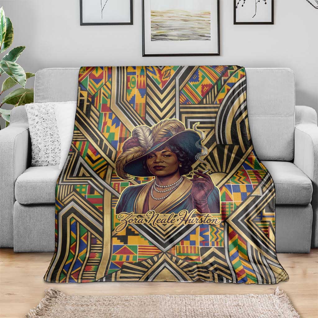 Zora Neale Hurston Blanket Bold Kente and Art Deco Pattern - I Am Not Tragically Colored - Wonder Print Shop