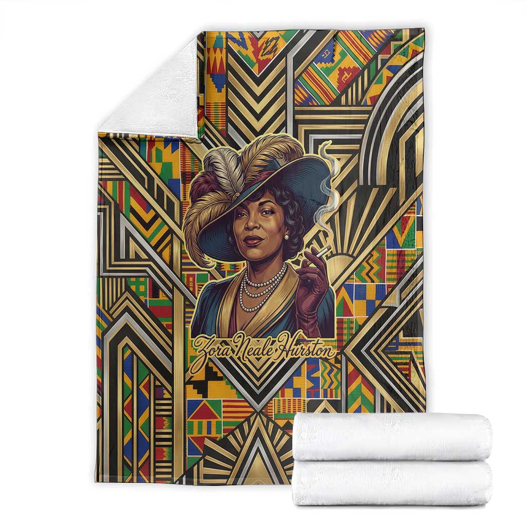 Zora Neale Hurston Blanket Bold Kente and Art Deco Pattern - I Am Not Tragically Colored - Wonder Print Shop