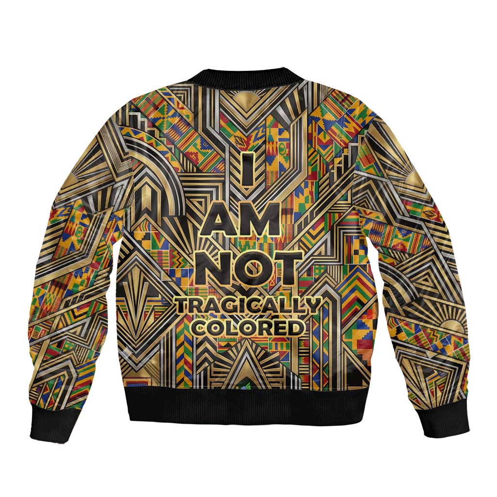 Zora Neale Hurston Bomber Jacket Bold Kente and Art Deco Pattern - I Am Not Tragically Colored - Wonder Print Shop