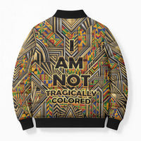 Zora Neale Hurston Bomber Puffer Jacket Bold Kente and Art Deco Pattern - I Am Not Tragically Colored - Wonder Print Shop