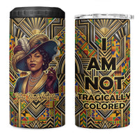 Zora Neale Hurston 4 in 1 Can Cooler Tumbler Bold Kente and Art Deco Pattern - I Am Not Tragically Colored - Wonder Print Shop