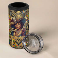 Zora Neale Hurston 4 in 1 Can Cooler Tumbler Bold Kente and Art Deco Pattern - I Am Not Tragically Colored - Wonder Print Shop
