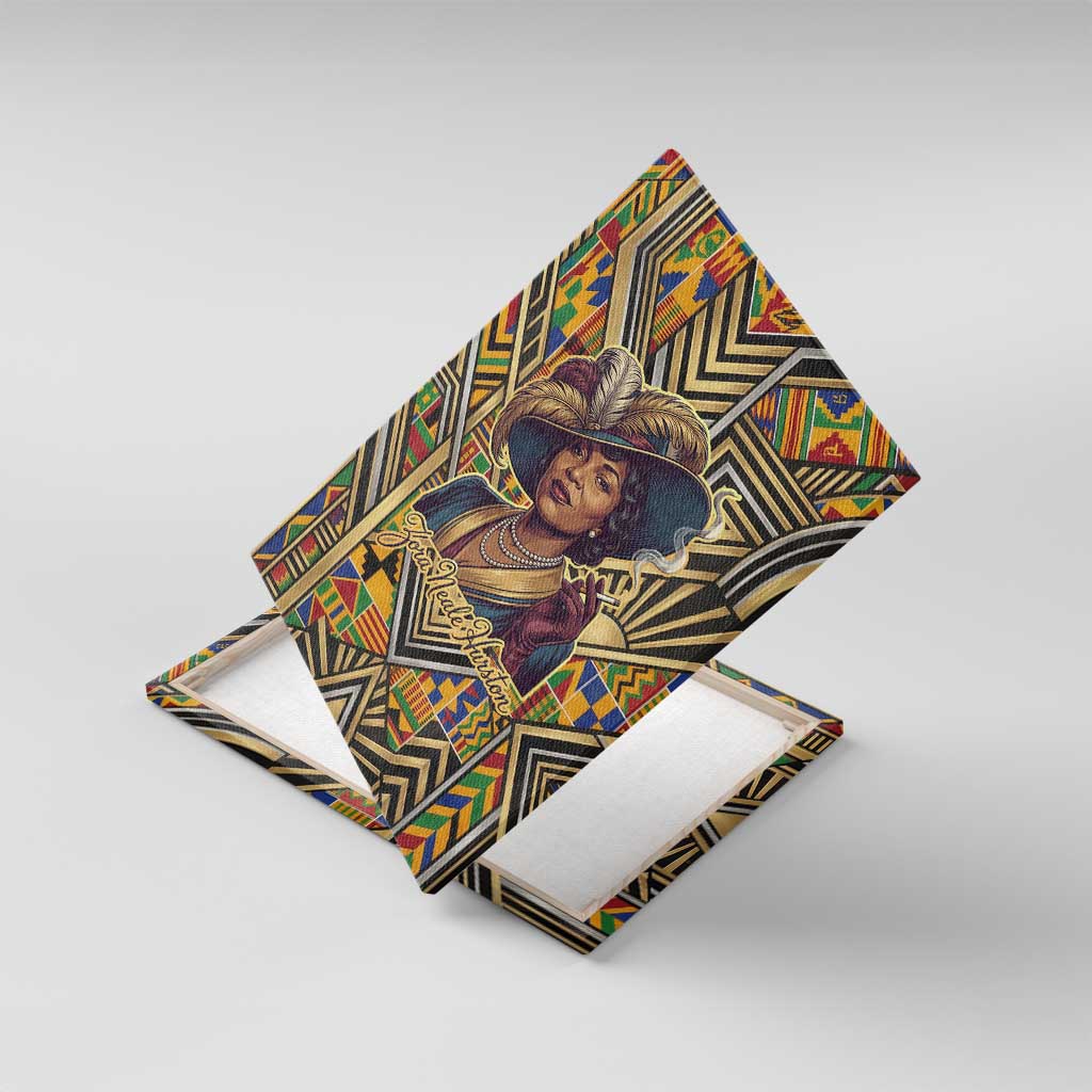 Zora Neale Hurston Canvas Wall Art Bold Kente and Art Deco Pattern - I Am Not Tragically Colored - Wonder Print Shop
